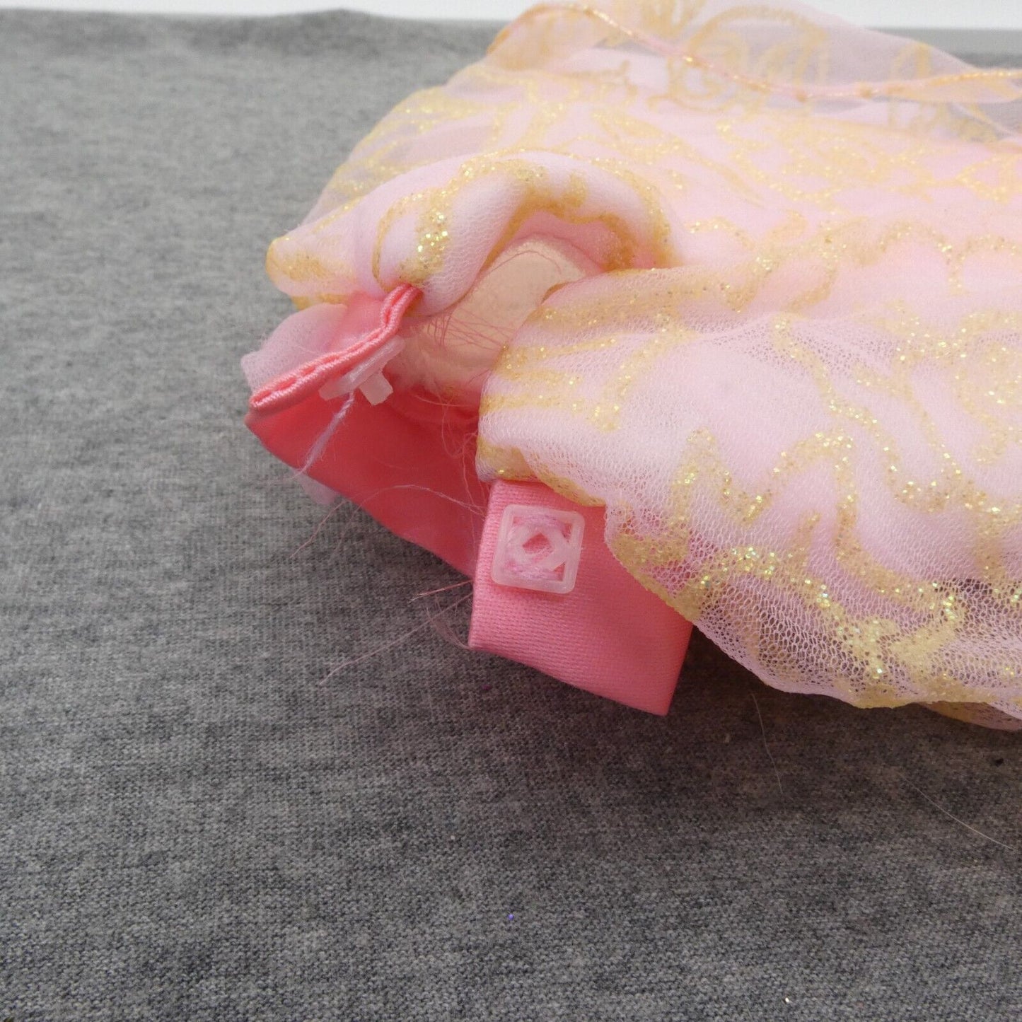 Barbie Doll Size Skirt Pink Rose Color 3 Layered Tulle Gold Accents