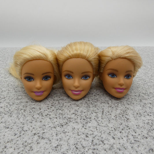 Barbie Doll Head Lot of 3 Millie Face Blonde Blue Eyes Medium Light Skin J294