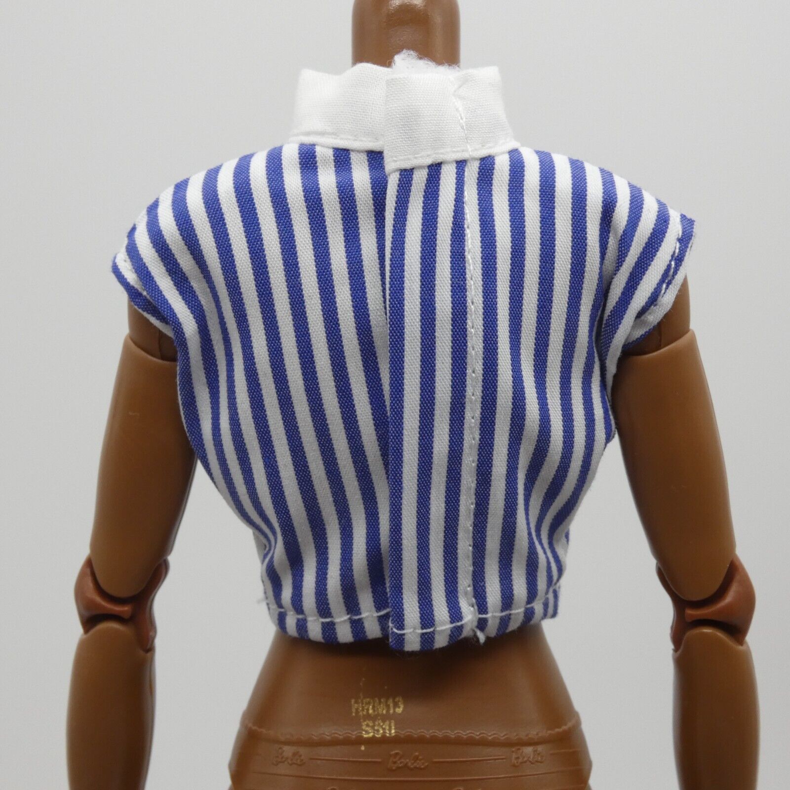 Barbie Size Doll Top Blue White Sleeveless Crop Shirt Fits Made To Move