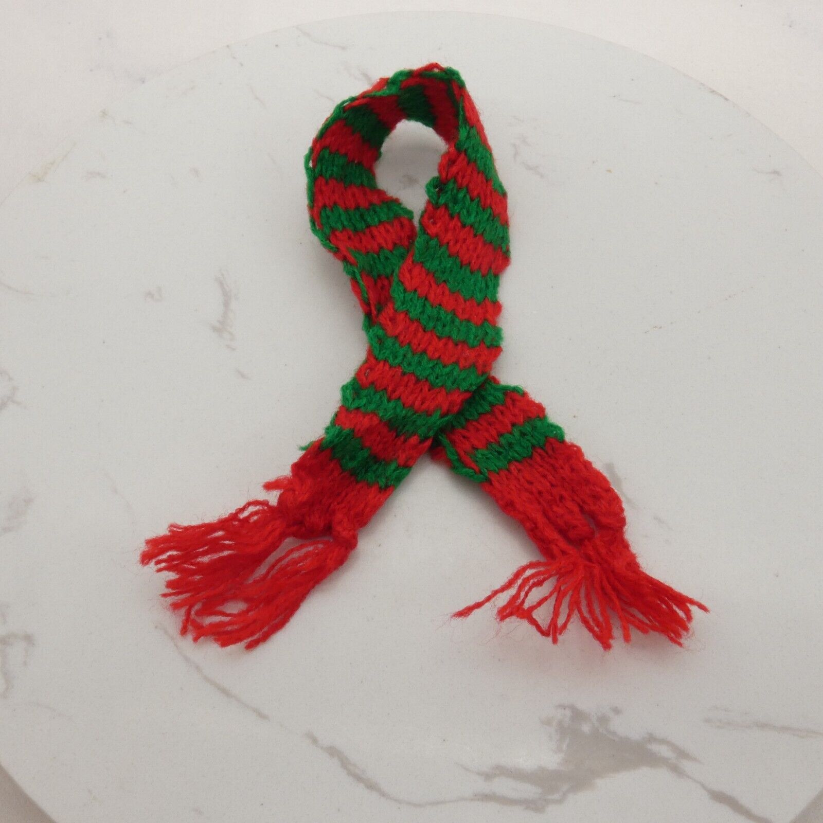 Scarf For Integrity Toys Barbie Size Doll Red Green Stripe Fringe Knitted FR