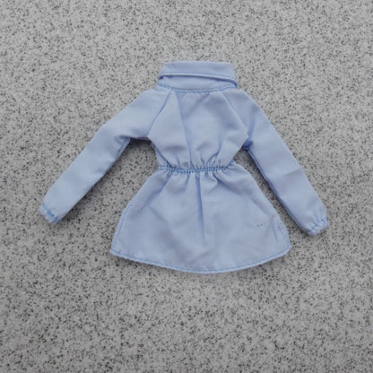 Barbie Doll Coat Jacket Blue Windbreaker Cinched Waist Long Sleeve Snowflake