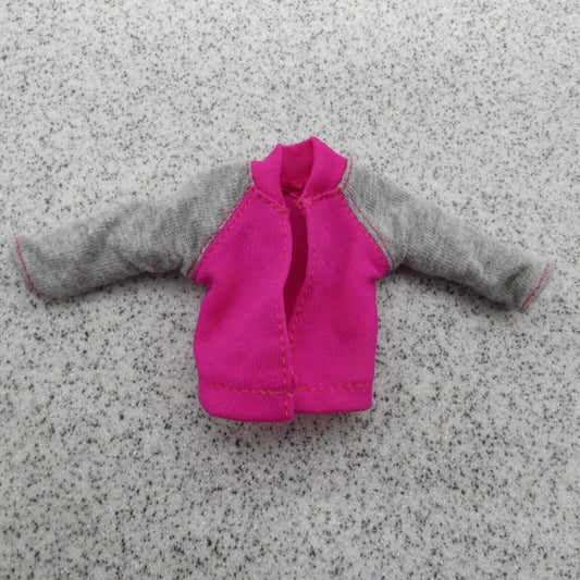 Barbie Gymnastic Coach Doll Jacket Top Pink Gray 3/4 Sleeve 2016 Mattel DKJ21