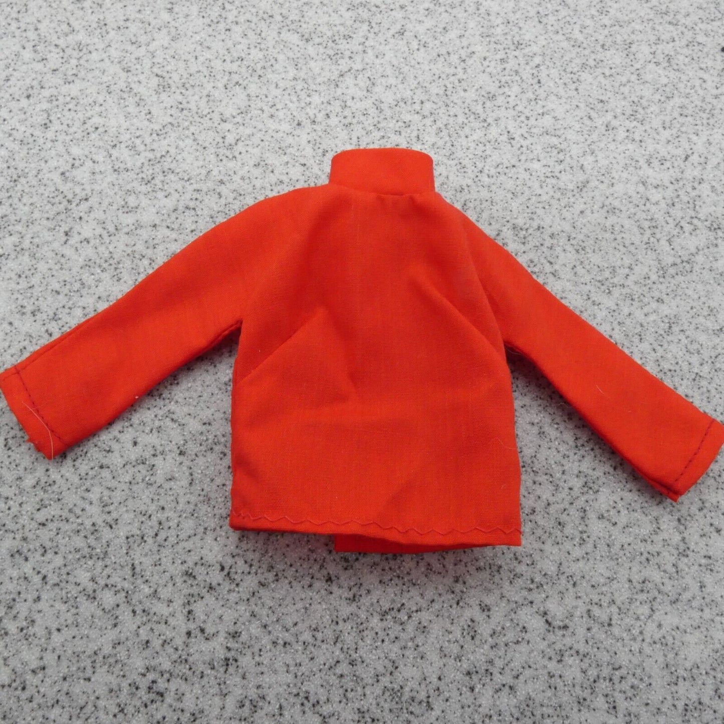 Barbie Doll Size Shirt Top Red Blouse Front Closure Long Sleeve Collar Homemade