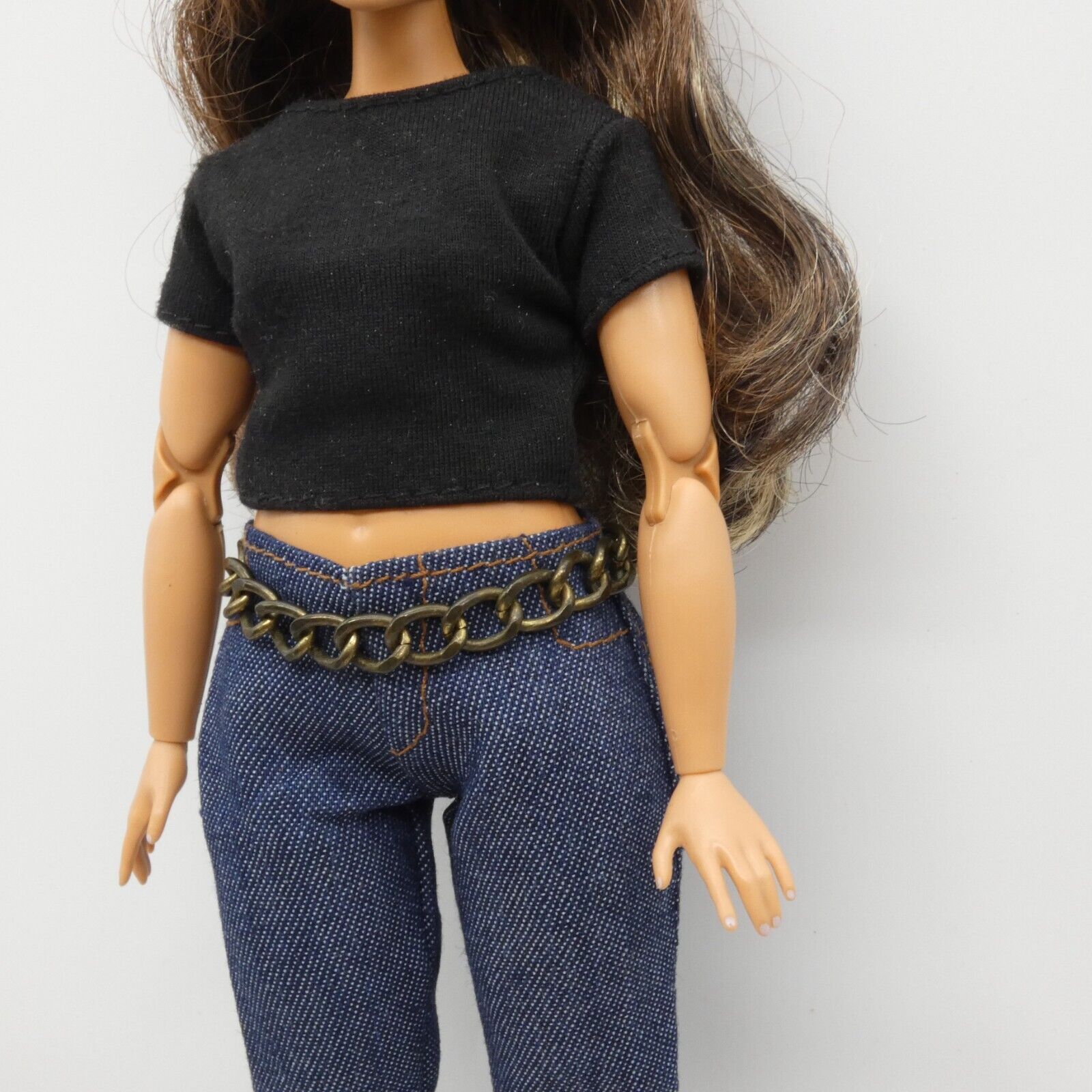 Barbie Curvy Doll Size Antique Bronze Chain Belt Chunky Adjustable Handmade OOAK