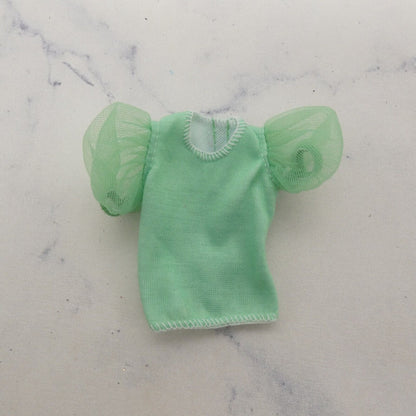 Barbie Doll Size Shirt Top Mint Green Puffy Tulle Short Sleeve Crew Neck