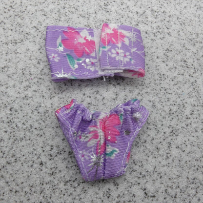 Barbie Doll Size Bikini Swimsuit Two Piece Purple Floral Tropical B1 Clone