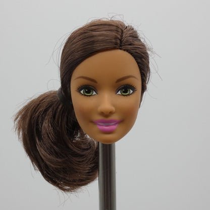 Barbie Fairytale Ballerina Doll Head Summer Face Brown Hair Green Eyes DHM43