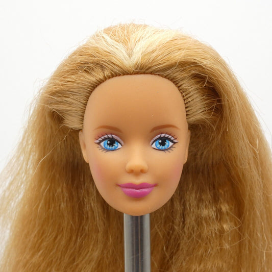 Barbie Mackie Face Doll Head Red Crimped Hair Butterfly Art Medium Light Skin