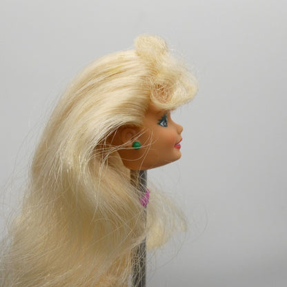 Barbie Holiday Season Doll Head Green Earrings Blonde Bangs 1997 Mattel 15581