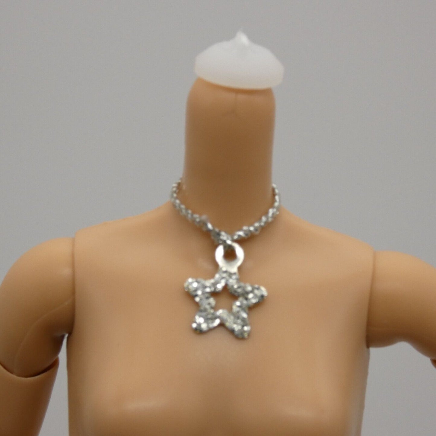 Barbie Doll Size Necklace Silver Choker Star Pendant Jewelry Accessory