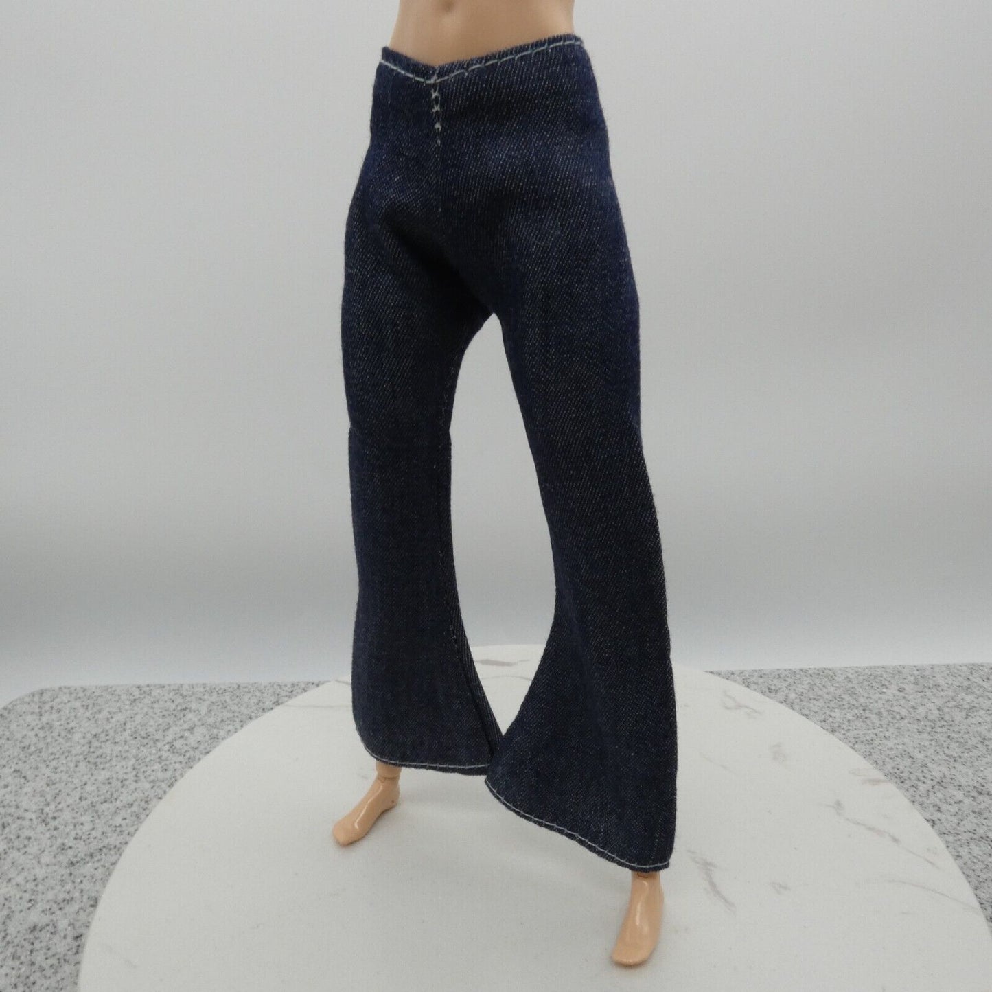 Barbie Doll Size Jeans Dark Wash Blue Pants Wide Leg Mid High Waist Flare Ankle