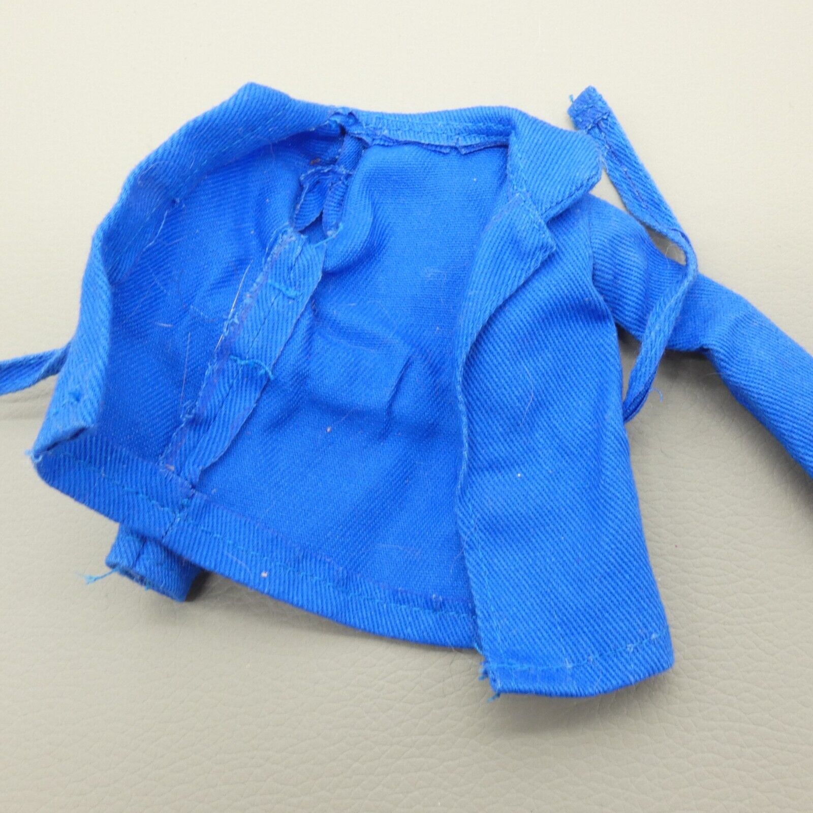 Barbie Doll Size Jacket Blue Coat Collar Long Sleeve With Belt And Beltloops