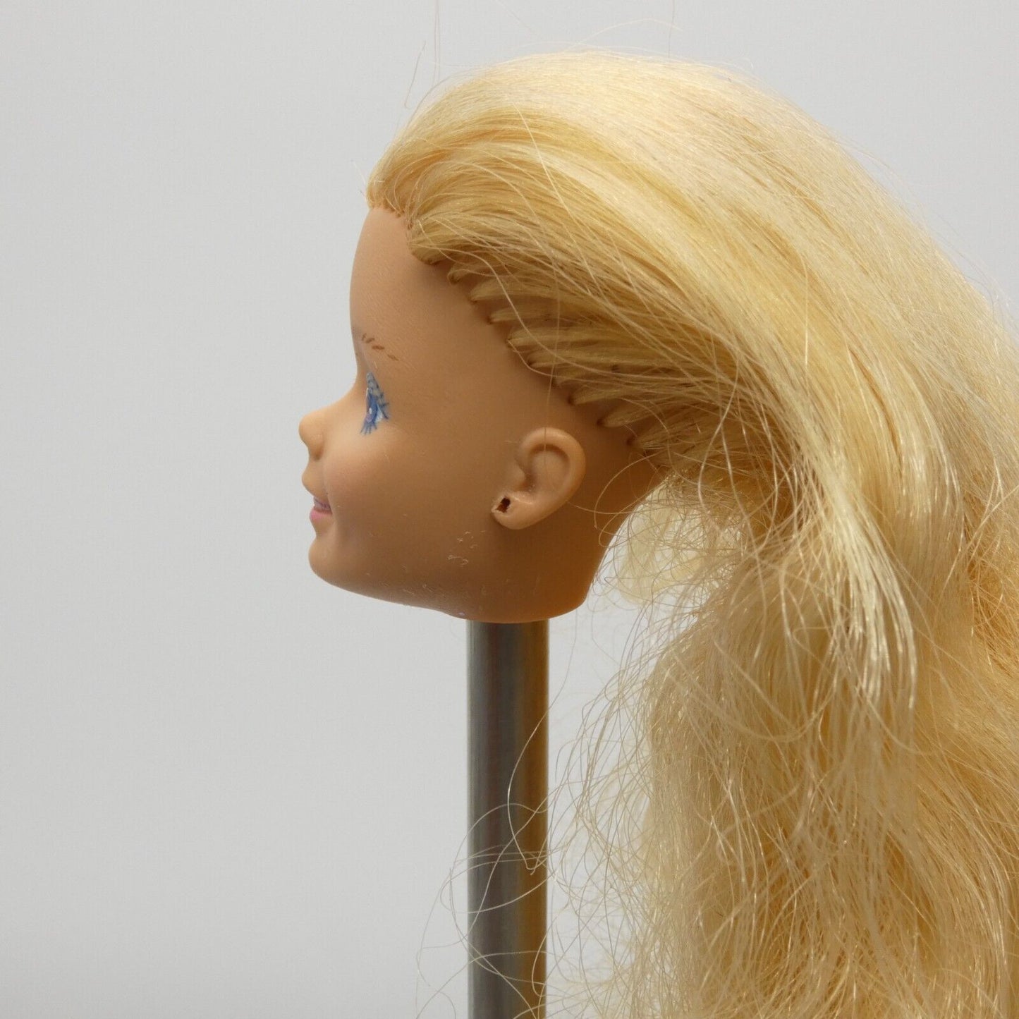 Barbie Doll Head Superstar Face Blonde Hair FOR REROOT Purple Eyes Mattel