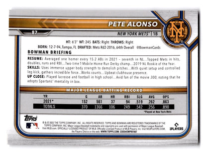 2022 Bowman #87 Pete Alonso 