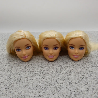 Barbie Fashionistas 193 Doll Head Lot of 3 Millie Face Blonde Medium Light HJT13