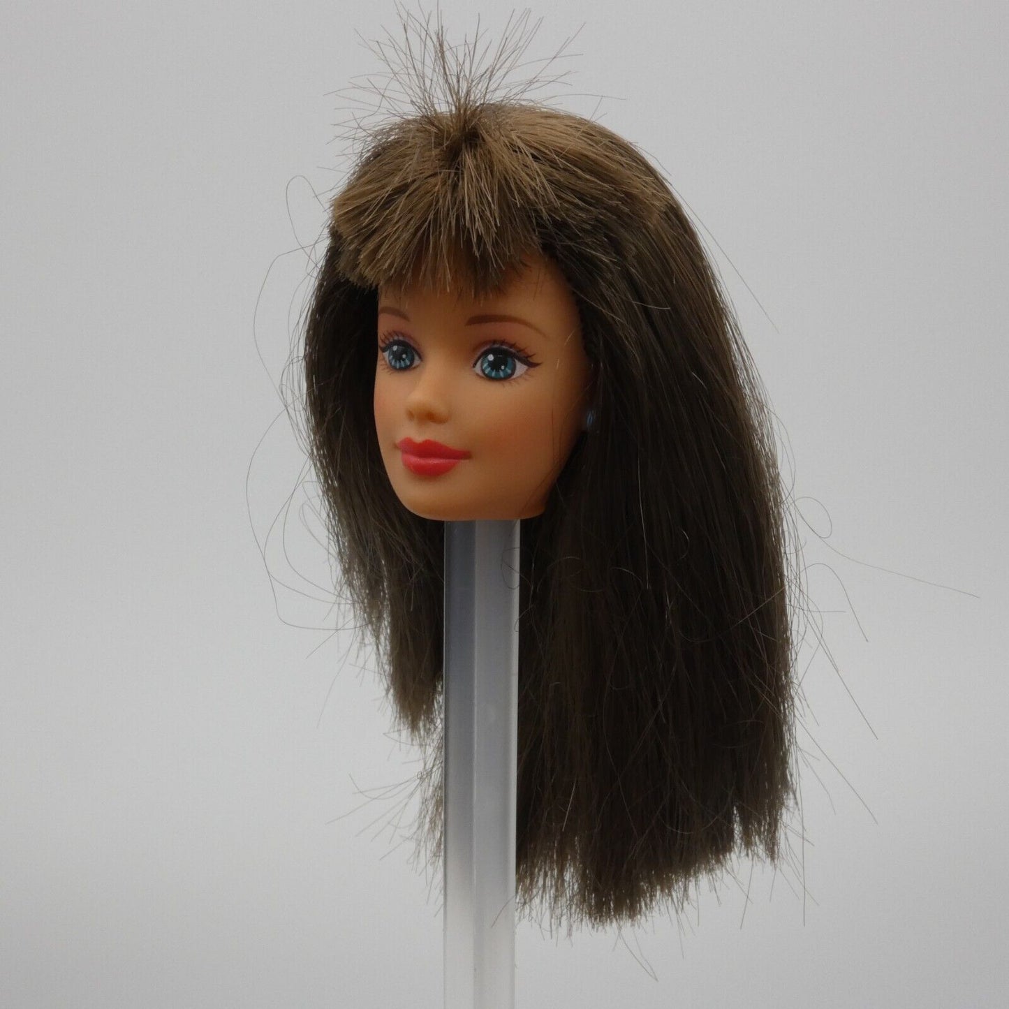 Barbie Bead Blast Doll Head Only Mackie Face Brown Hair Blue Earrings 1998 18891