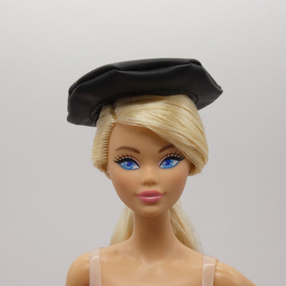 Zuru Mini Brands Fashions Doll Size Beret Hat Black Vinyl Pleather Like Series 3