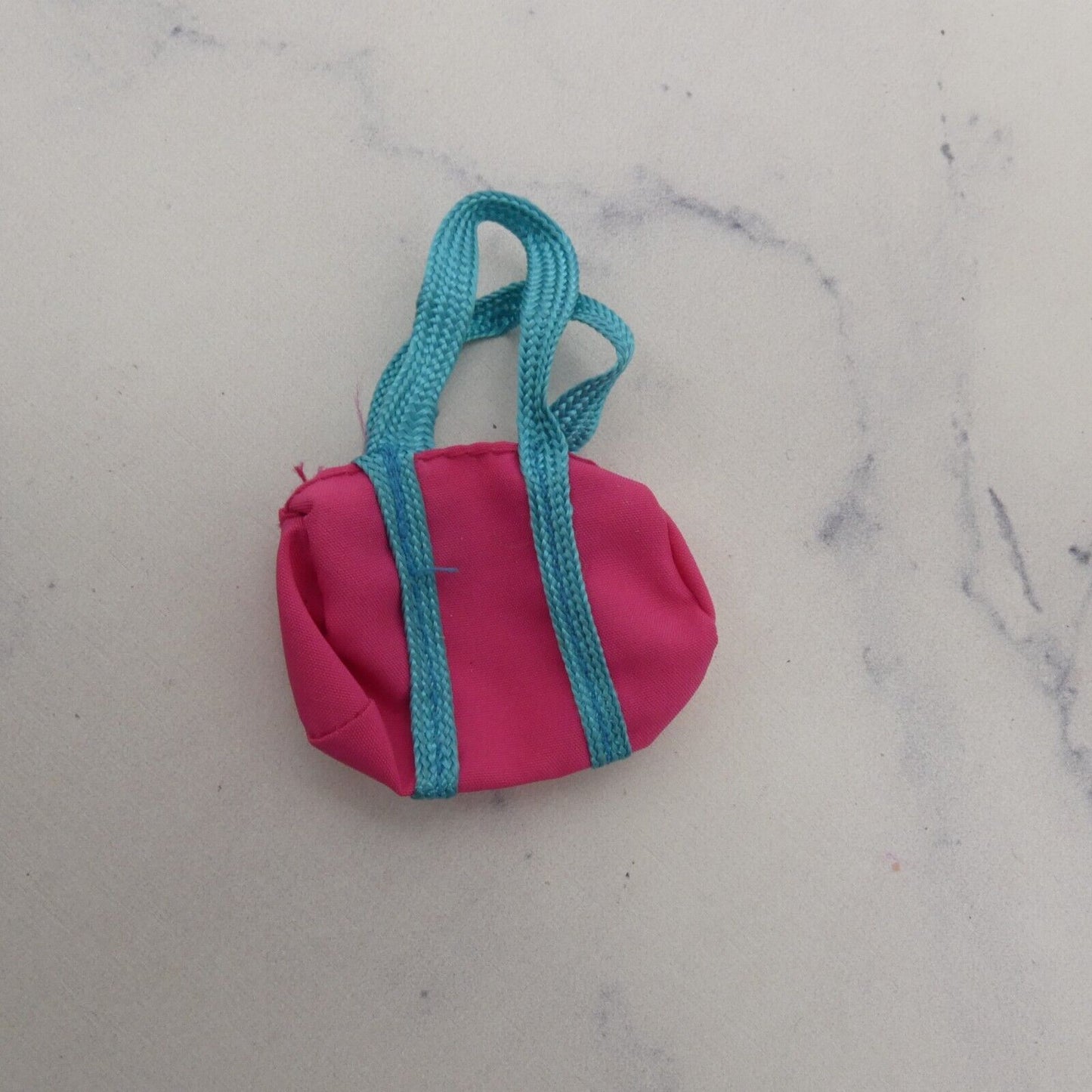 Barbie Doll Size Tote Bag Duffle Workout Gym Pink Blue Straps Great Shape 1983