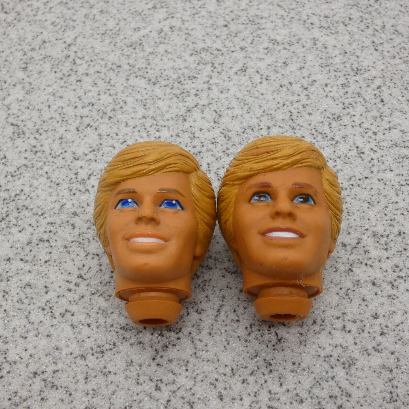 Barbie Two Crystal Ken Doll Heads Blonde 80s Molded Hair Blue Eyes Mattel