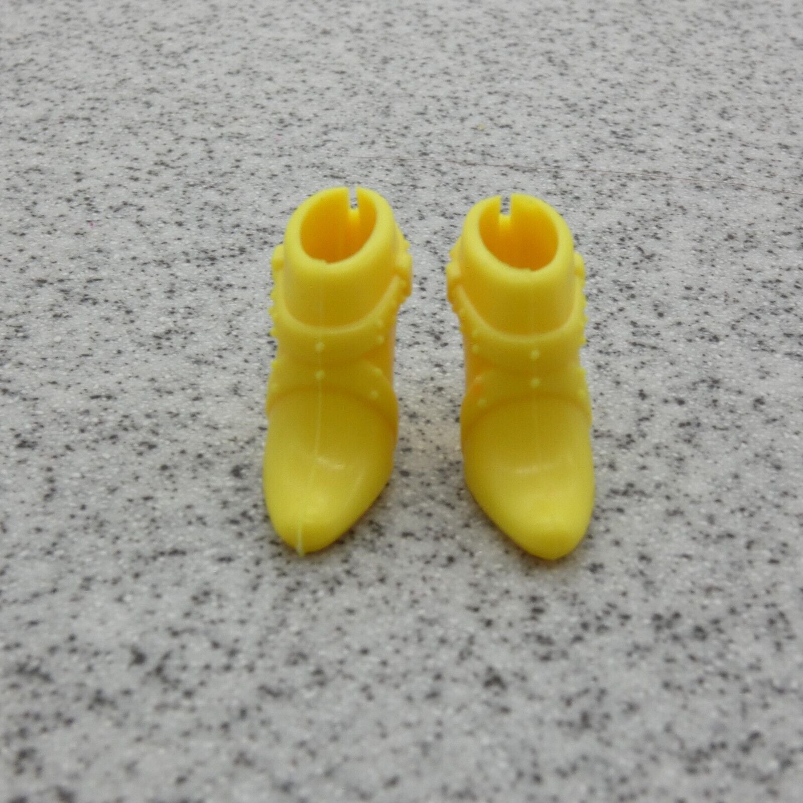 Barbie Doll Size Shoes High Heel Yellow Pointed Toe Ankle Boot Articulate Clone