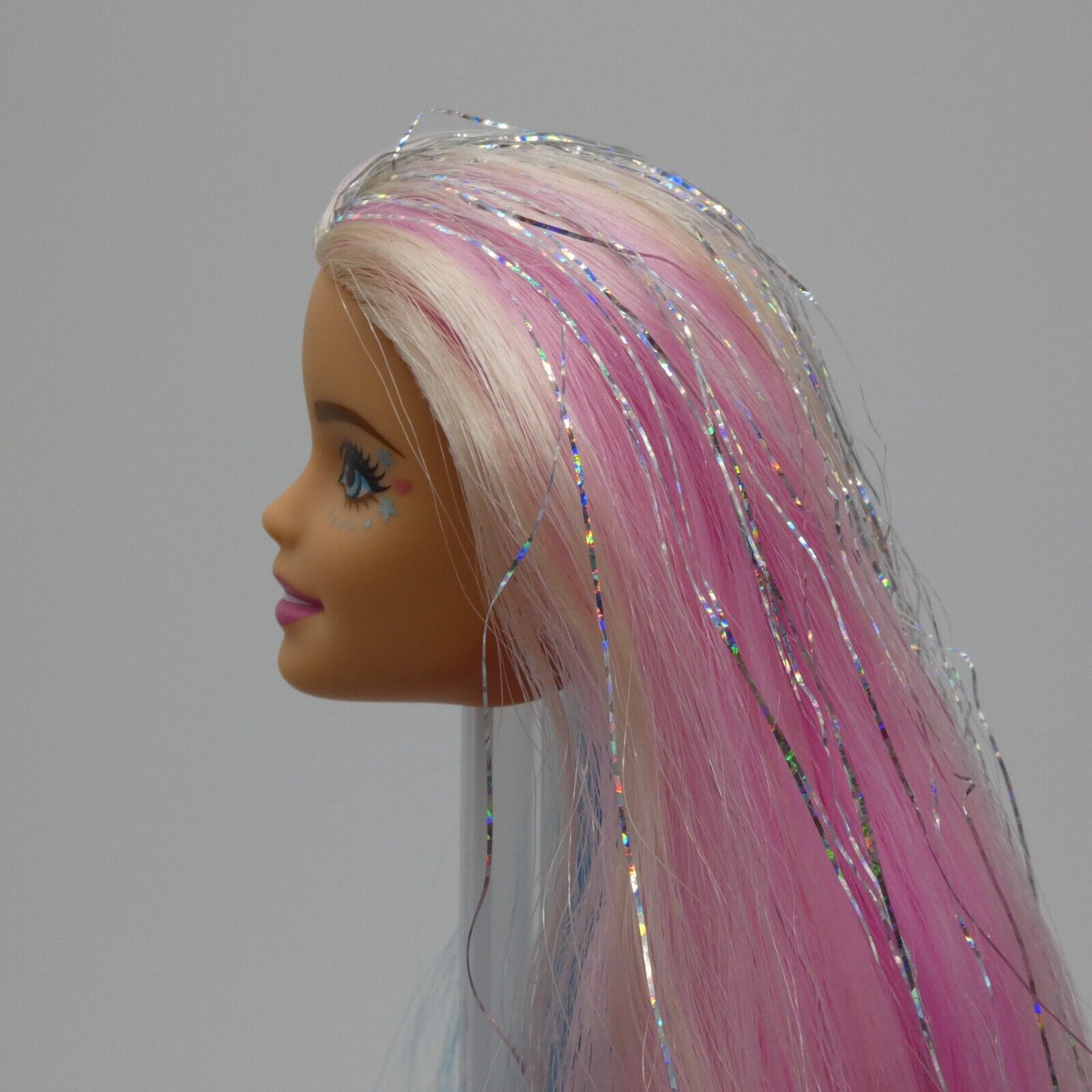 Barbie Fantasy Hair Doll Head Millie Face Pink Blue Blonde Hair 2020 GHN04