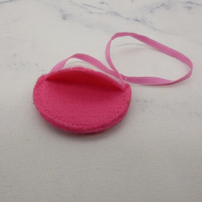 Barbie Doll Size Purse Pink Handbag Semicircle Felt Playset Diorama Accessory