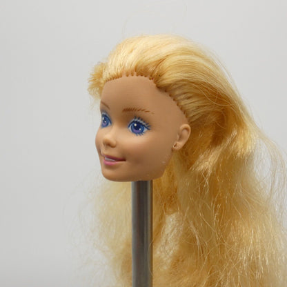 Barbie Doll Head Superstar Face Blonde Hair FOR REROOT Purple Eyes Mattel