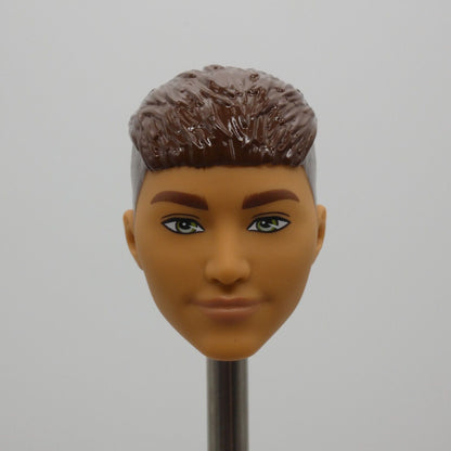 Barbie Fashionistas 195 Ken Doll Head Brown Hair French Crop Green Eyes HJT59 Y3