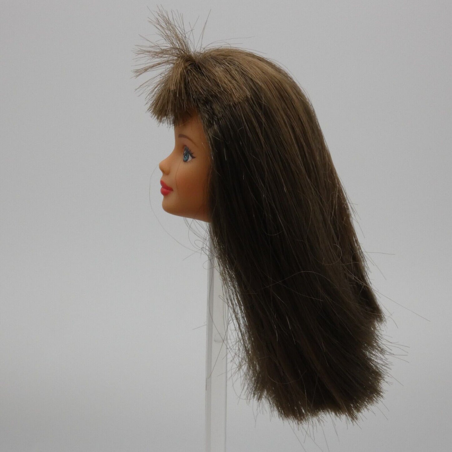 Barbie Bead Blast Doll Head Only Mackie Face Brown Hair Blue Earrings 1998 18891