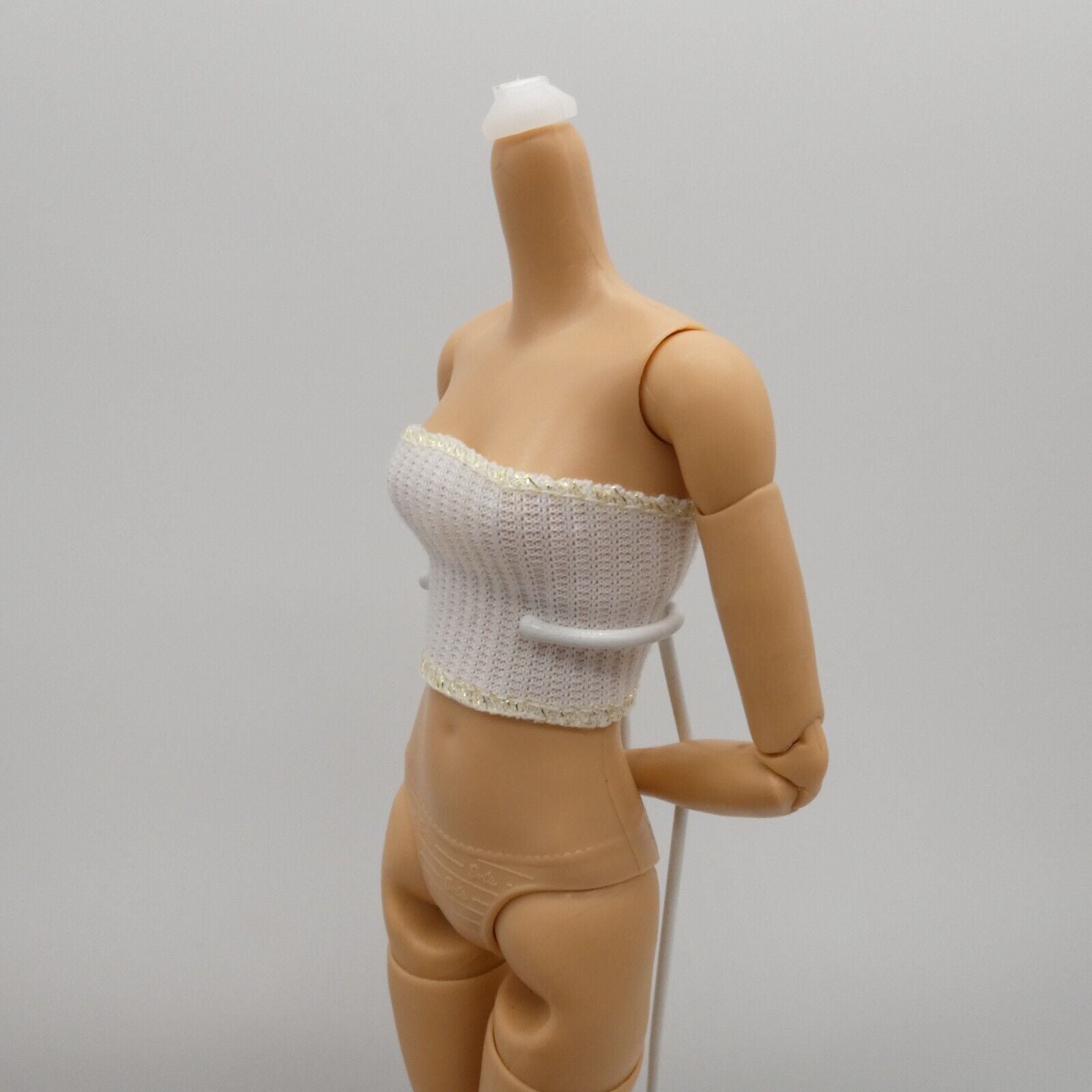 Barbie Doll Size Tube Top White Form Fitting Knit Midriff Fits MTM Fashionistas