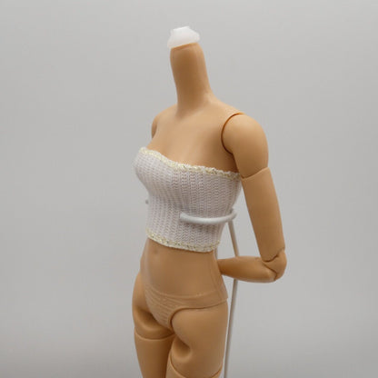 Barbie Doll Size Tube Top White Form Fitting Knit Midriff Fits MTM Fashionistas