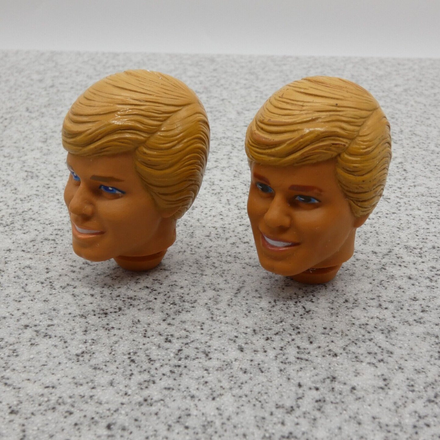 Barbie Two Crystal Ken Doll Heads Blonde 80s Molded Hair Blue Eyes Mattel