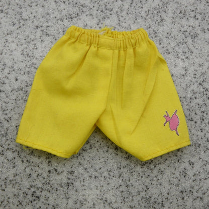 Barbie Doll Shorts Yellow Elastic Waist Pink Ballerina Emblem