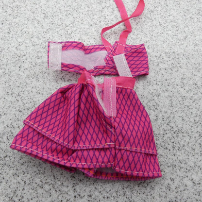 Barbie Doll Size Bikini Swimsuit Two Piece Pink Halter Top Skirt Bottom Clone