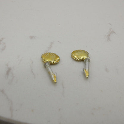 Sun Jewel Barbie Doll Earrings Gold Tone Seashells With Barbs 1993 Mattel 10953