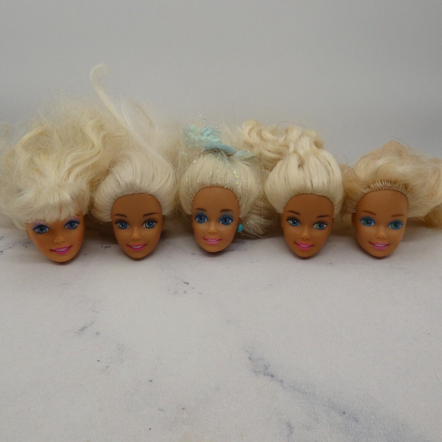 Barbie Doll Head Lot of 5 Heads SuperStar Long Blonde 80s 90s Mattel JY12