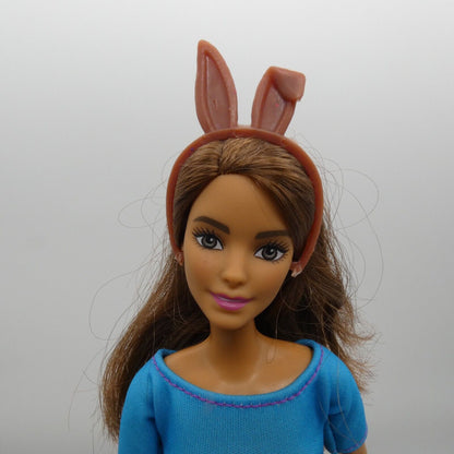 Barbie Doll Size Bunny Ears Headband Brown Bent Ear Accessory