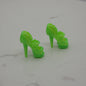 Barbie Doll Size Shoes High Heel Green Open Toe Sandals Daisies Floral Clone