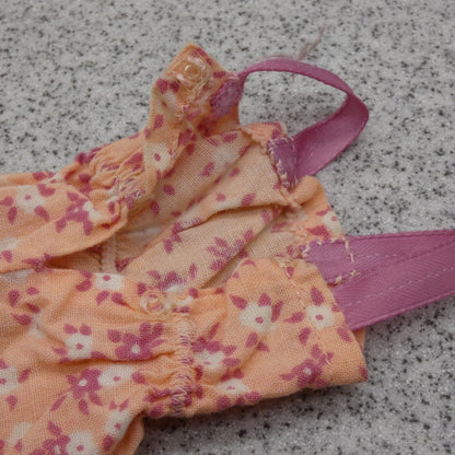 Barbie Doll Size Dress Pink Peach Tank Sundress Floral Easter Sleeveless