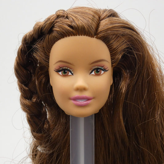 Barbie Birthday Wishes Doll Head Aphrodite Face Brown Hair 2015 Mattel CJY58