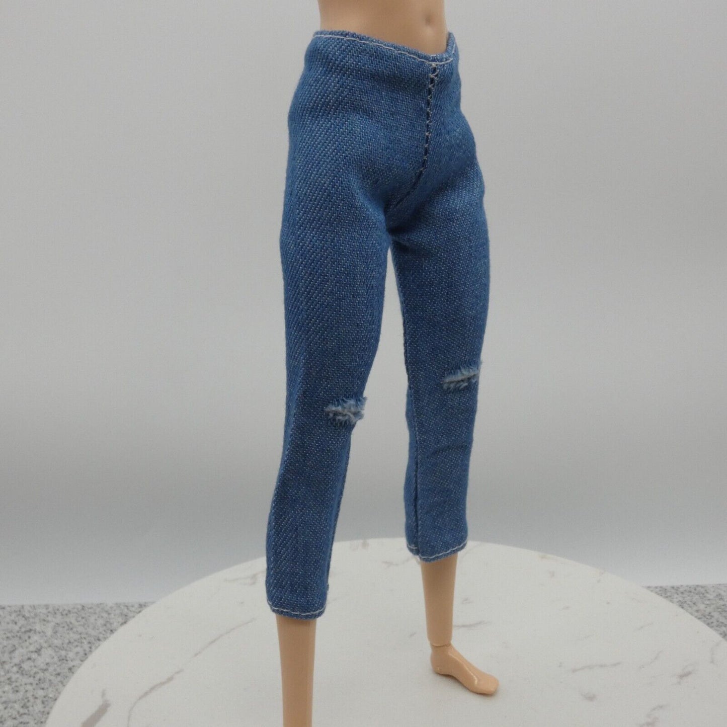 Barbie Doll Size Jeans Medium Wash Blue Pants Capri Distressed Fit Made To Move