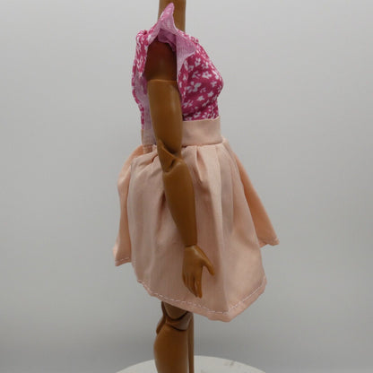 Barbie Doll Size Fashion Dress Pink Floral Top Skirt Fits Model Muse MTM Curvy