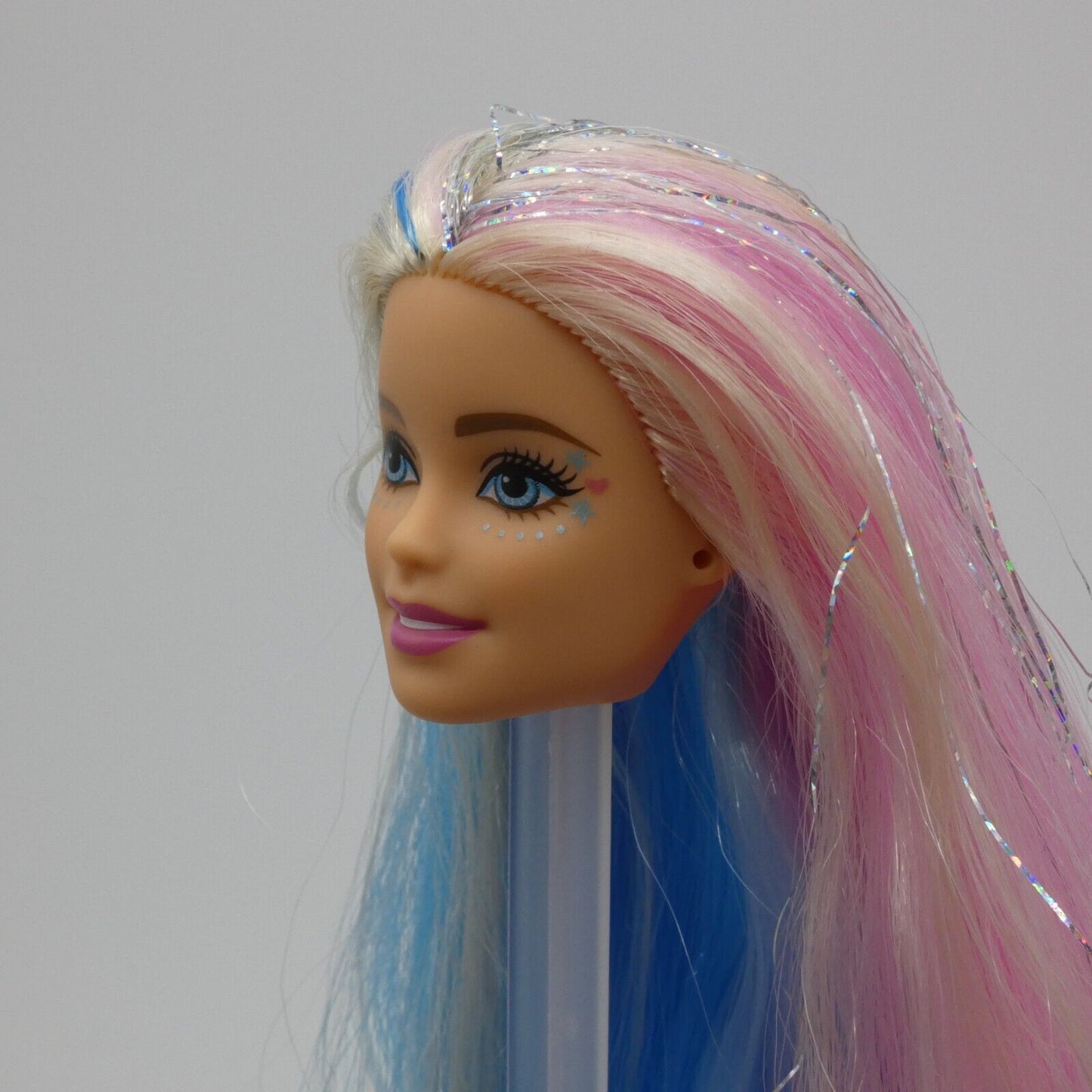 Barbie Fantasy Hair Doll Head Millie Face Pink Blue Blonde Hair 2020 GHN04