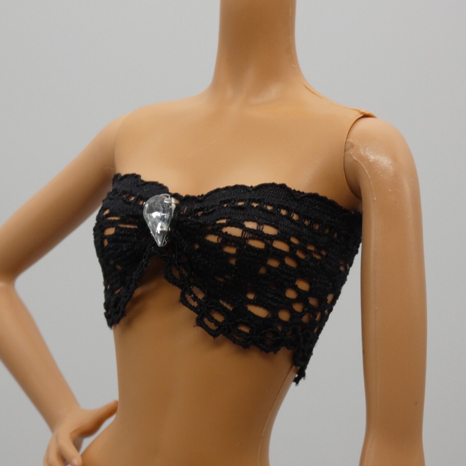 Barbie Doll Size Black Lace Bra With Gem Fits Model Muse And Made To Move