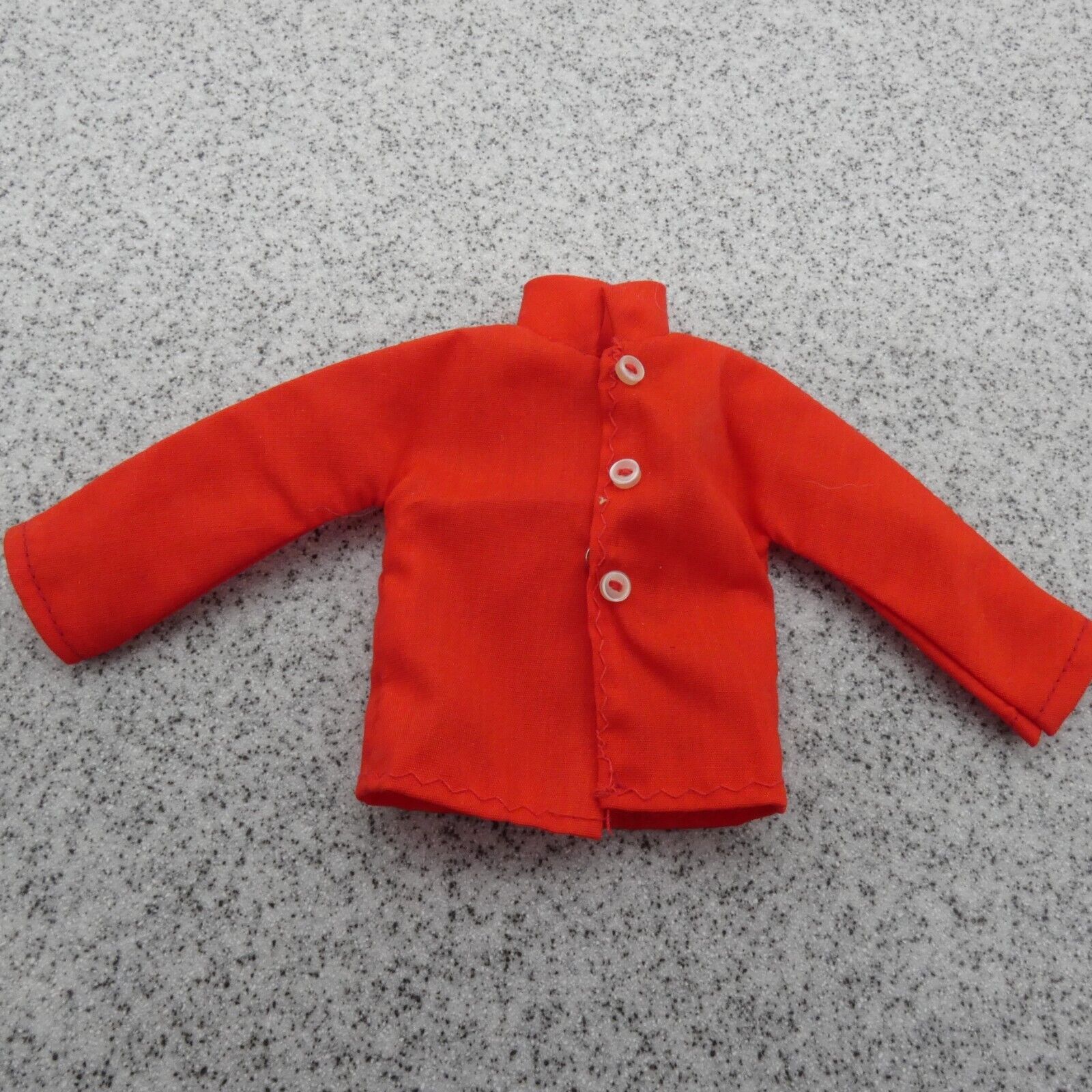 Barbie Doll Size Shirt Top Red Blouse Front Closure Long Sleeve Collar Homemade