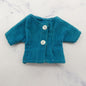 Barbie Doll Size Shirt Top Turquoise Blue Blouse Corduroy Front Close Homemade