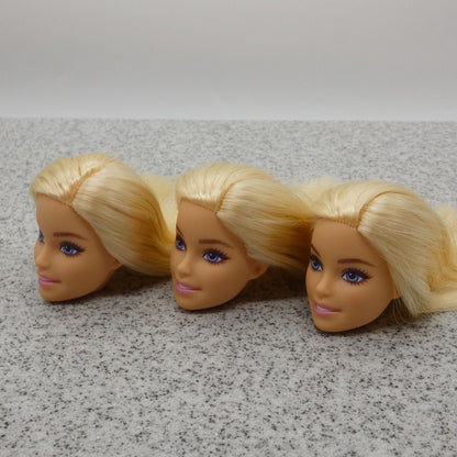 Barbie Fashionistas 193 Doll Head Lot of 3 Millie Face Blonde Medium Light HJT13