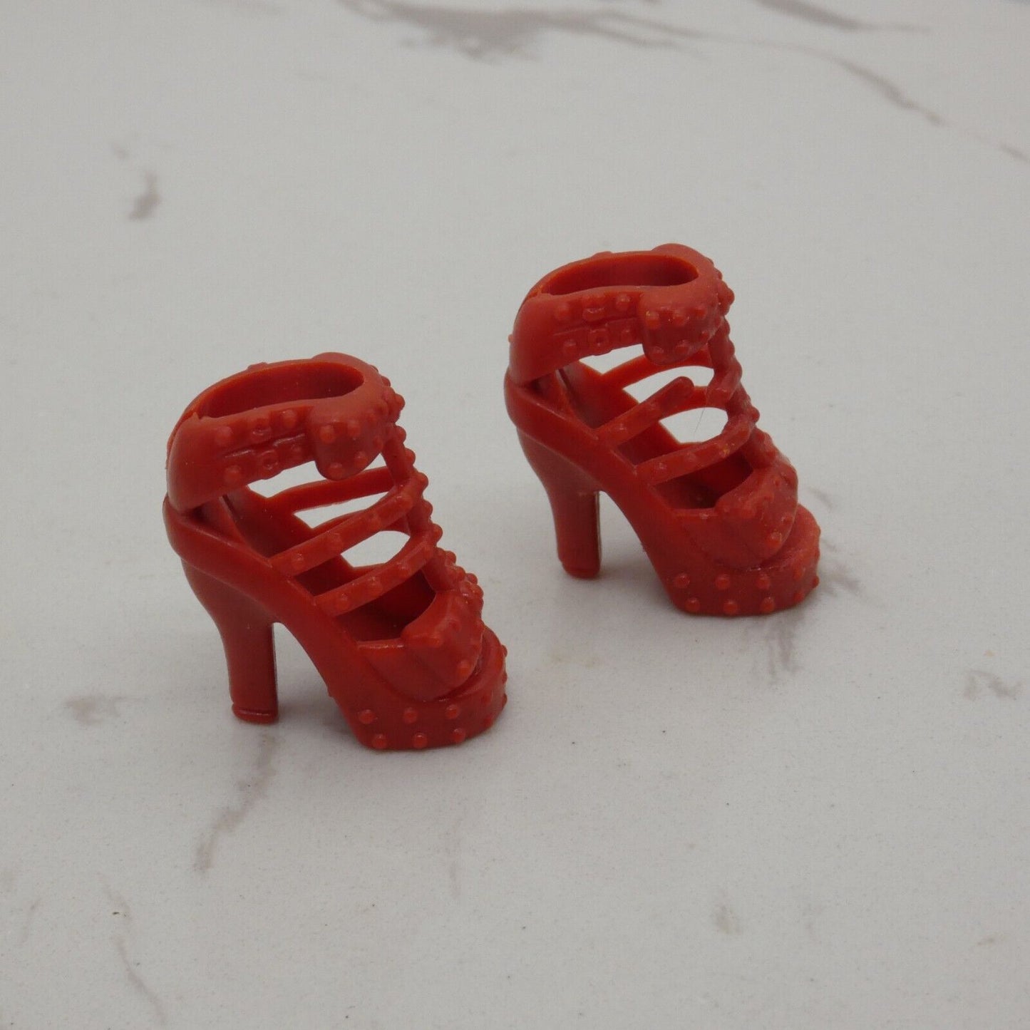 Barbie Doll Size Shoes High Heel Red Open Toe Sandals Fit Curvy Tall Clone