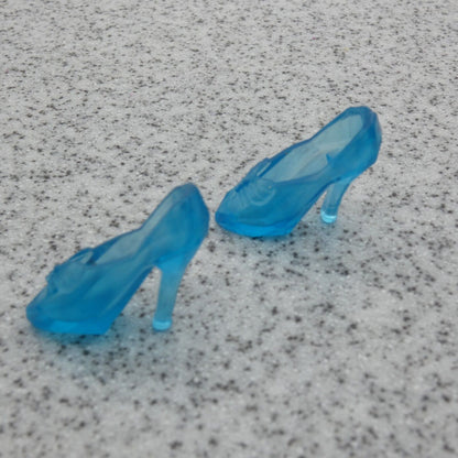 Barbie Doll Size Shoes High Heel Clear Blue Closed Pointed Toe Pumps B1 Clone