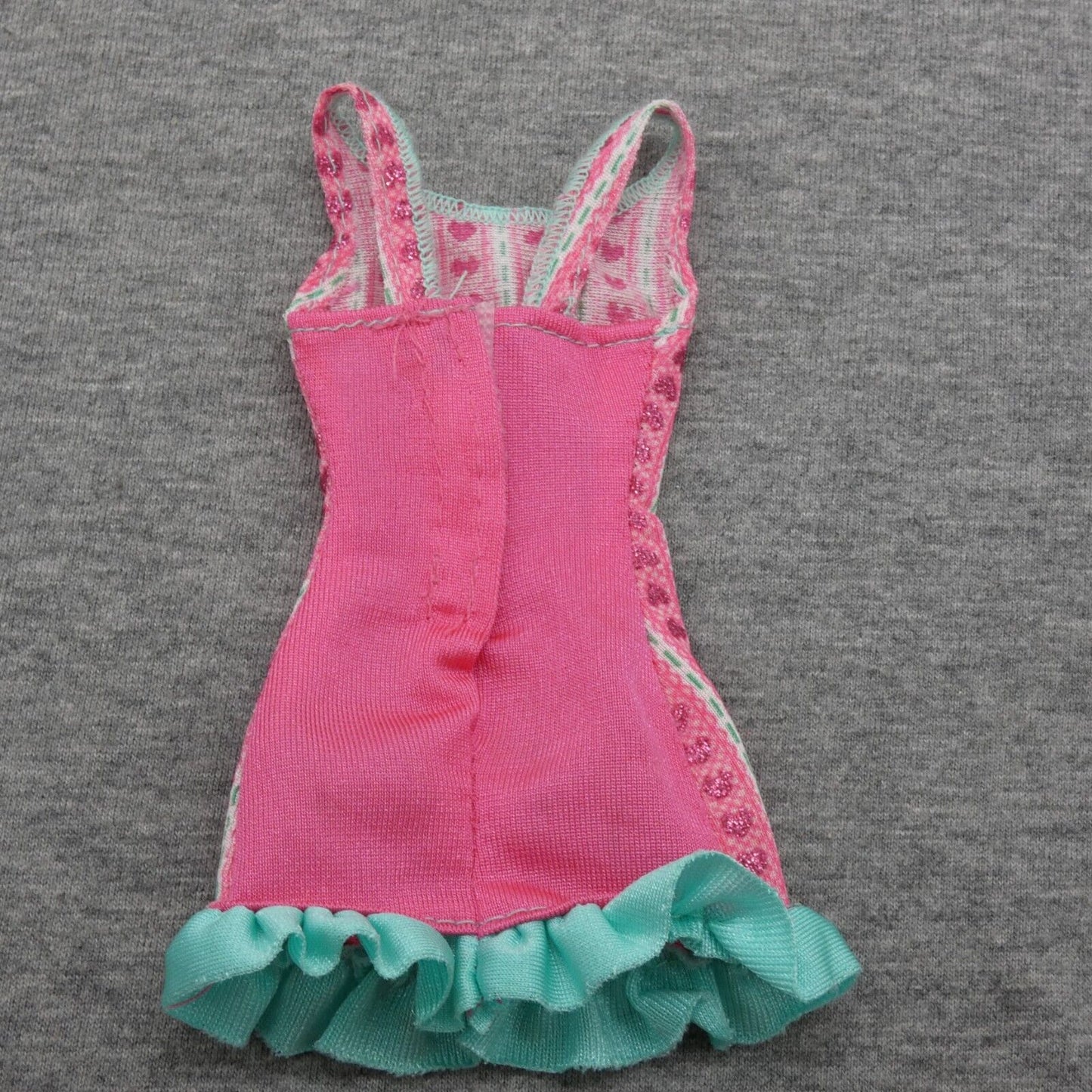 Barbie Doll Dress Pink Turquoise Glitter Hearts Ruffle 2012 Fashionistas BBX44